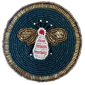 Beaded Bee Coaster in Blue