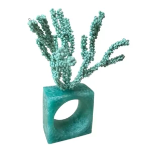 Beaded Coral Napkin Ring in Turquoise